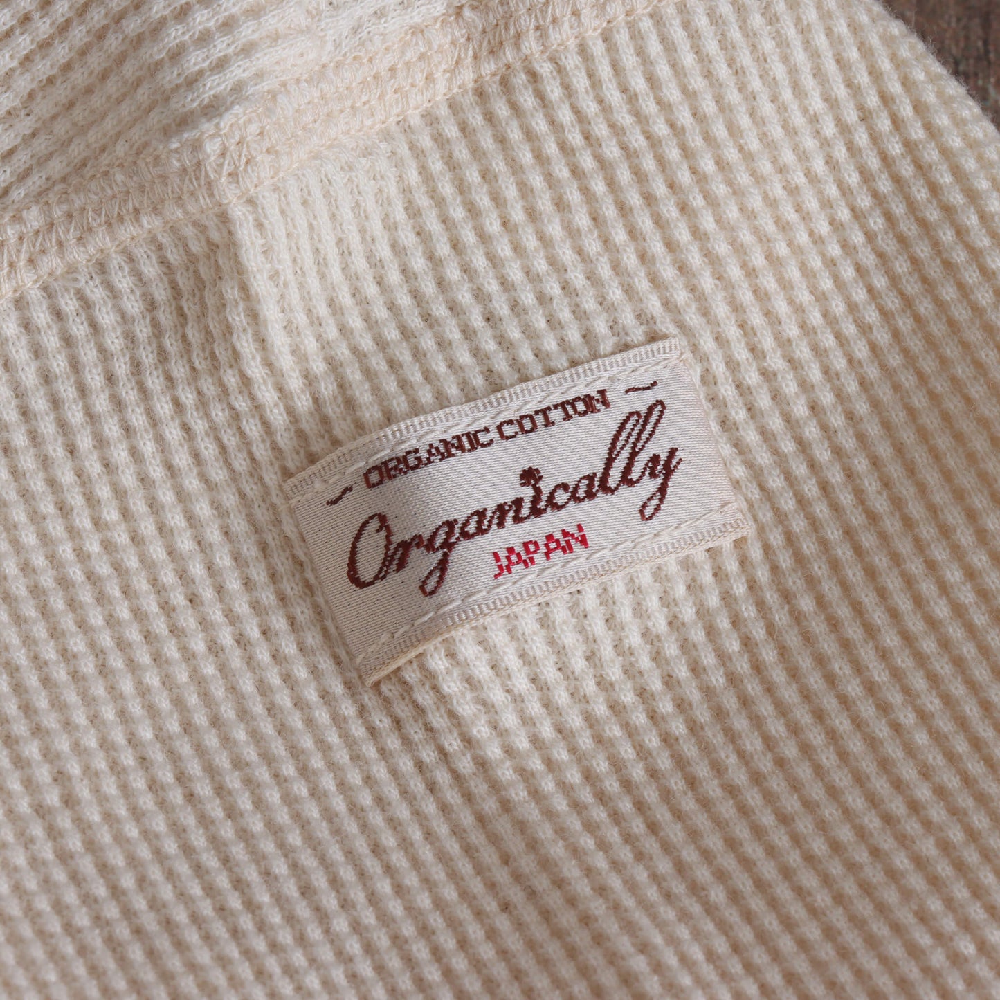ワッフルロングスリーブTシャツ(Creem White)
