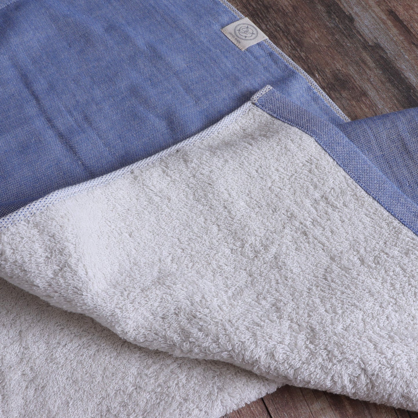 シャンブレーガーゼオーガニックフェイスタオル/ブルー