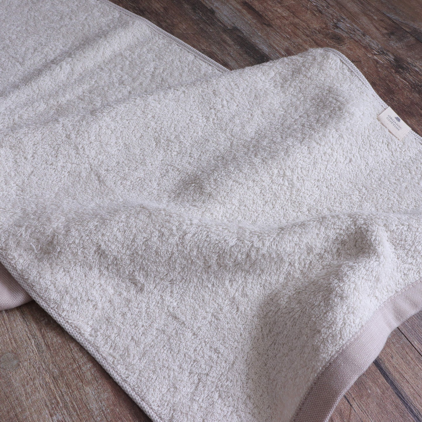 シャンブレーガーゼオーガニックフェイスタオル/グレージュ