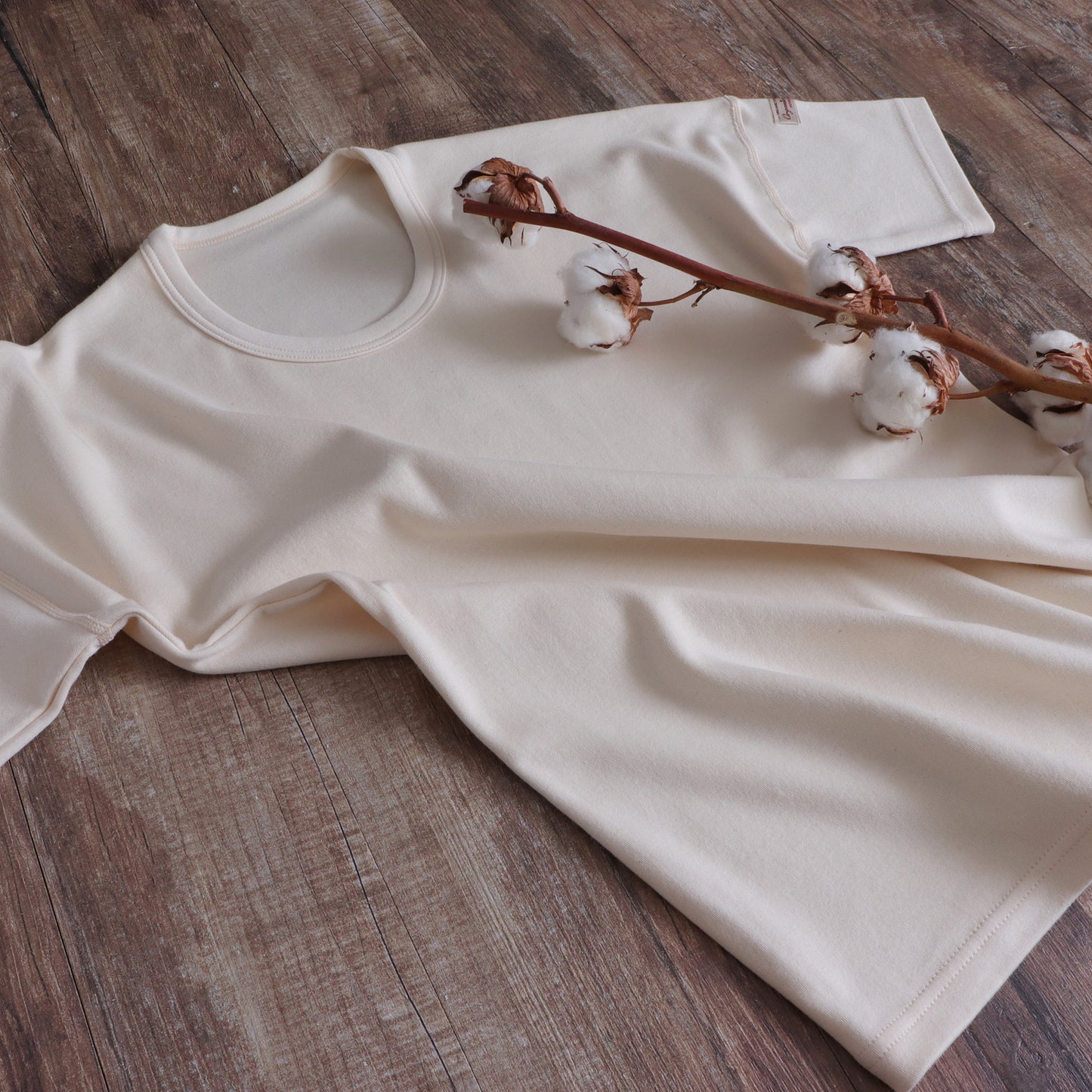 スムースニット半袖Tシャツ（Creem White）