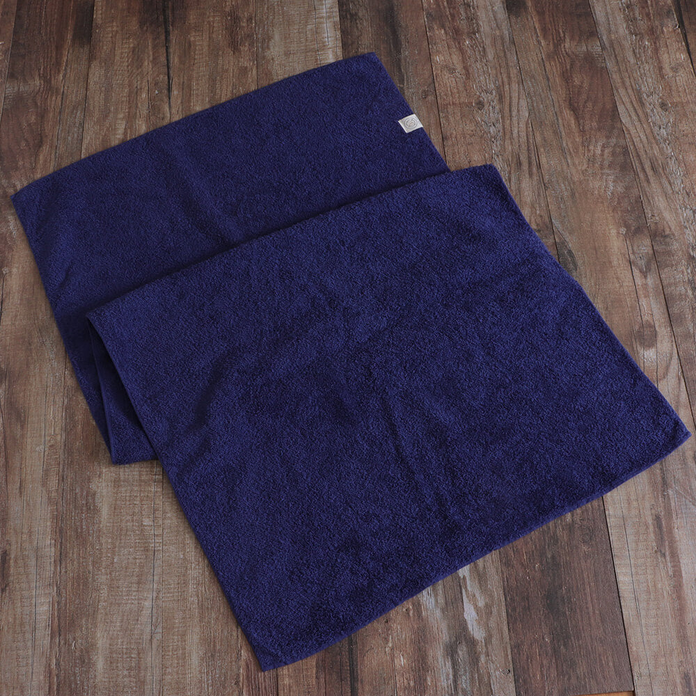 オーガニックコットンバスタオルとハンドタオルのギフトセット (Navy)