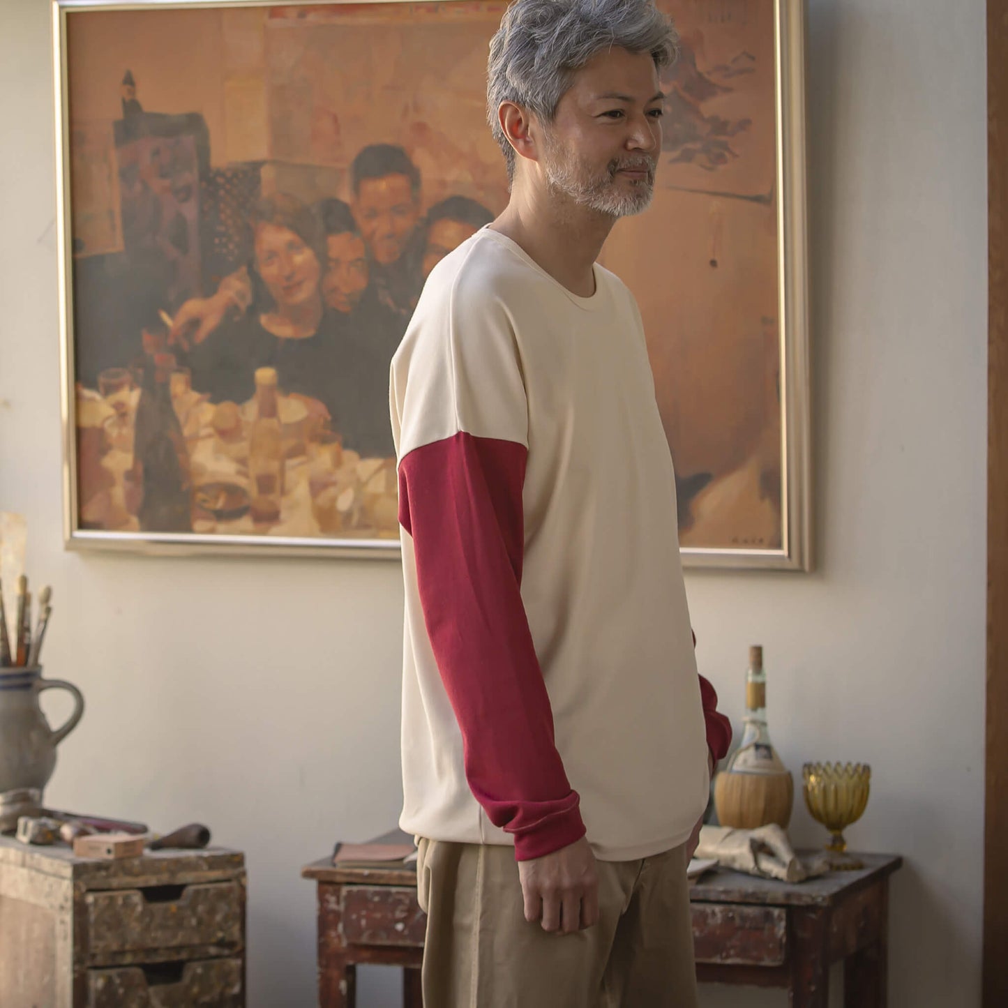 ロングスリーブ配色Tシャツと靴下のギフトセット（Red）