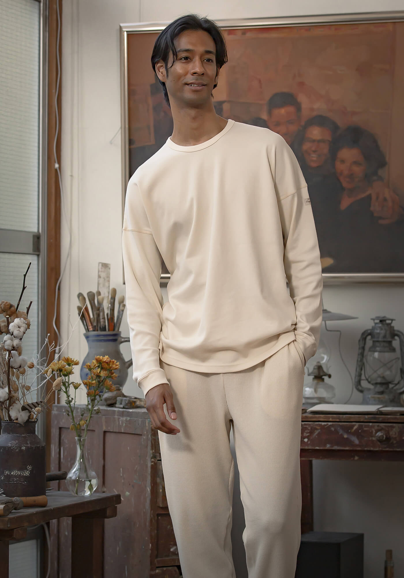 OHGA ワッフルブラウス リラックスTシャツとワッフルパンツのセット（OW） – Organically FOR MEN