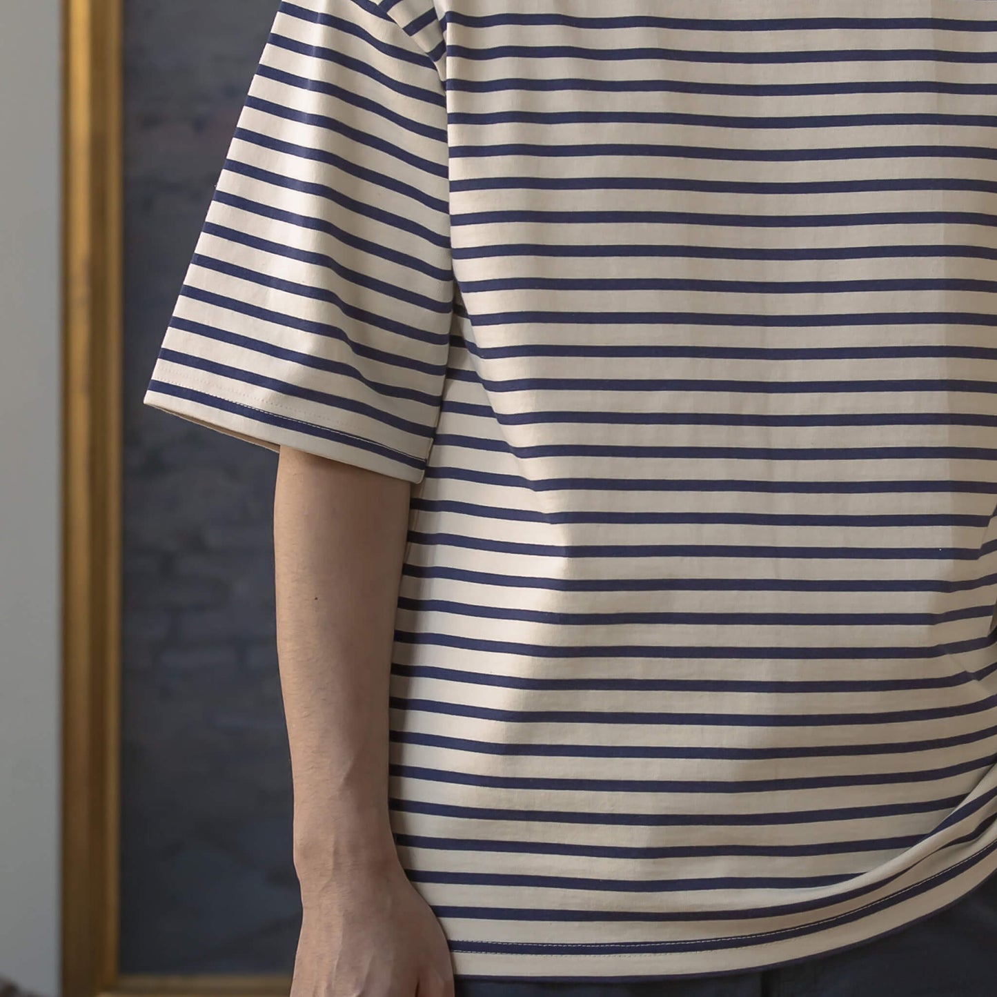 ボーダーTシャツとハンドタオルのギフトセット（Navy）